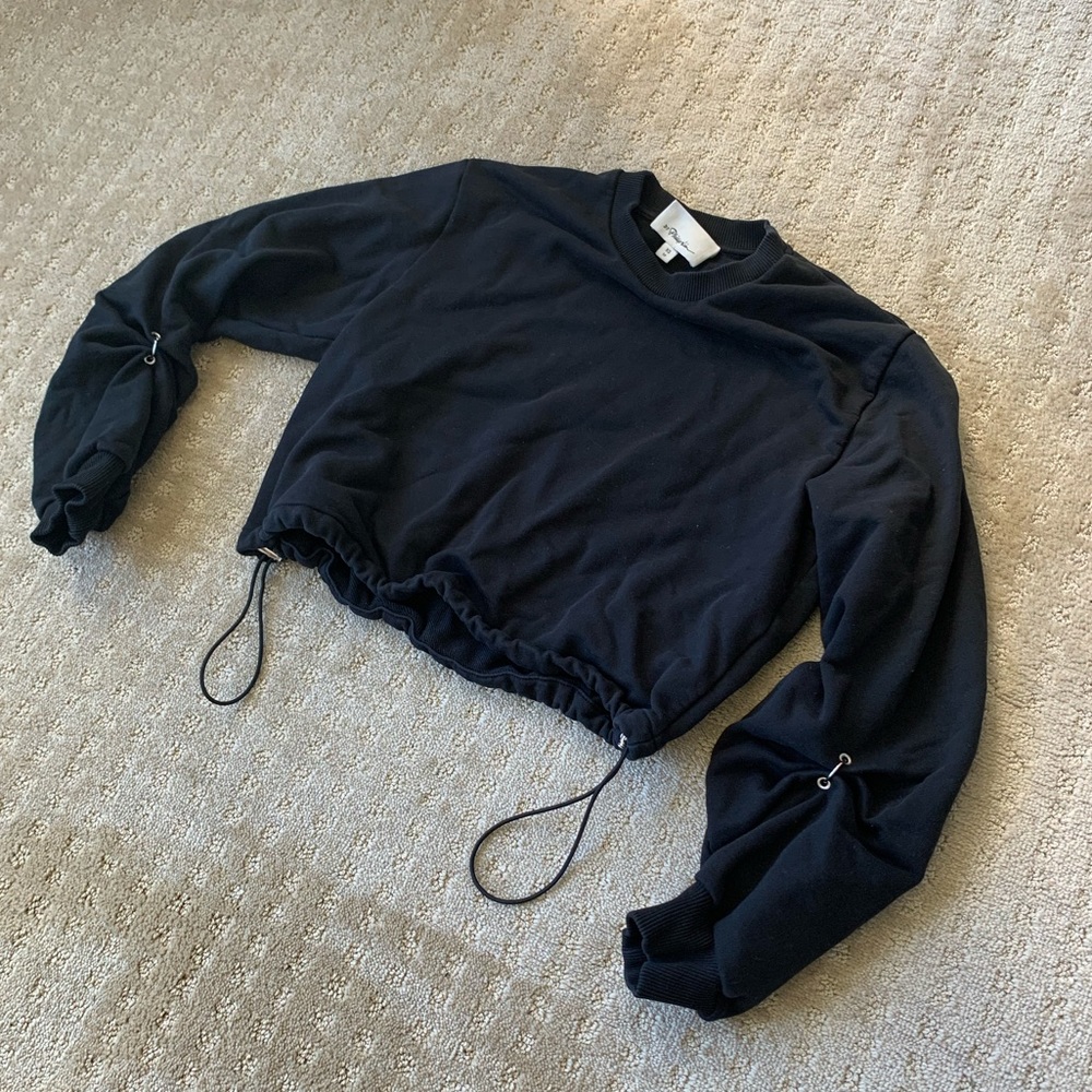 3.1 Philip Lim Pierced Sleeve Crop Sweatshirt